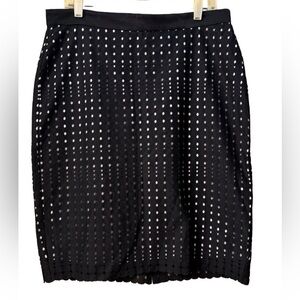 ANN TAYLOR Skirt Womens Black Lace Eyelet Dressy Party Lined Straight Size 12